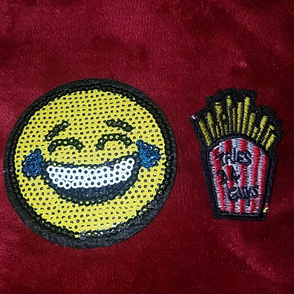 Smiley Face Emoji & French Fries Iron On Patches